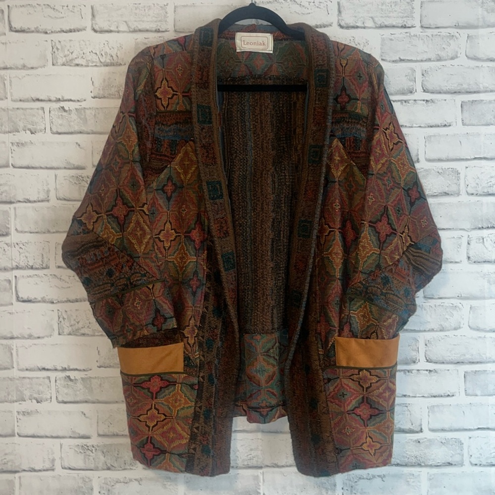 80s Rare Leoniak Cardigan Sweater